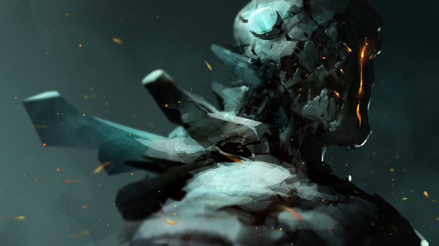 Man sword smoke moon galaxy free wallpaper - medium preview image