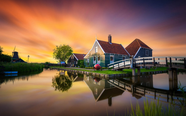 House water sunset boat impressionist free wallpaper - medium preview image