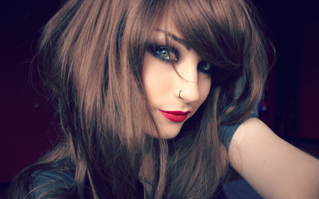 Gothic woman longhair redlipstick windpose free wallpaper - medium preview image
