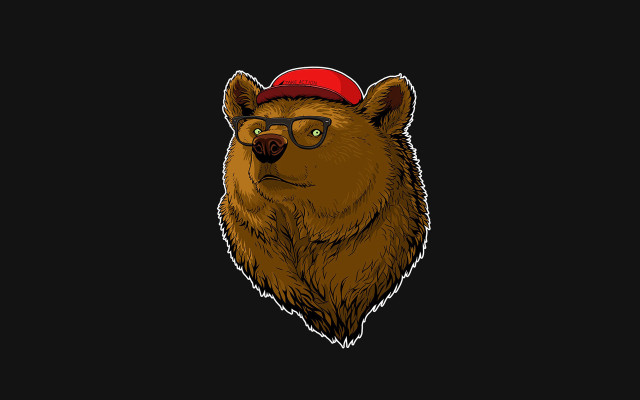 Bear redhat glasses character portrait free wallpaper - medium preview image