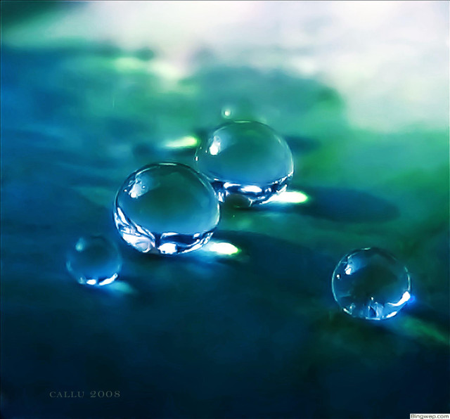Three water droplets floating on free wallpaper - medium preview image