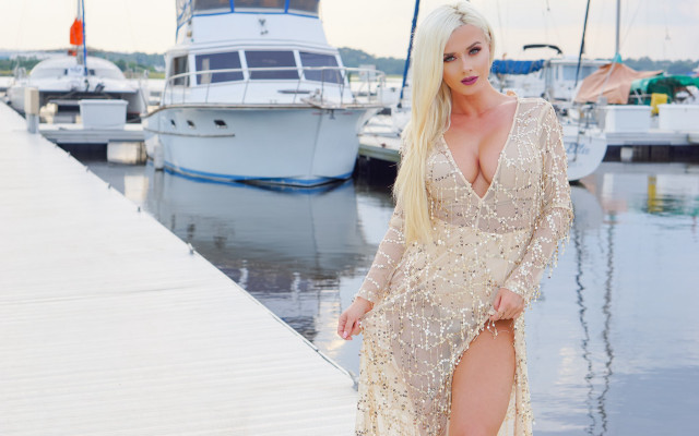 Woman dock boats blonde 3d free wallpaper - medium preview image