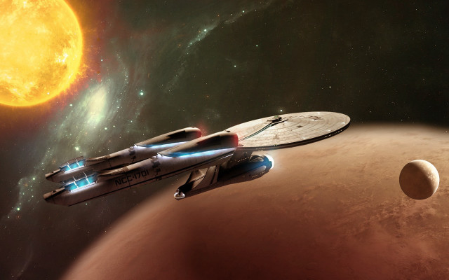 Space ship planet sky sun free wallpaper - medium preview image