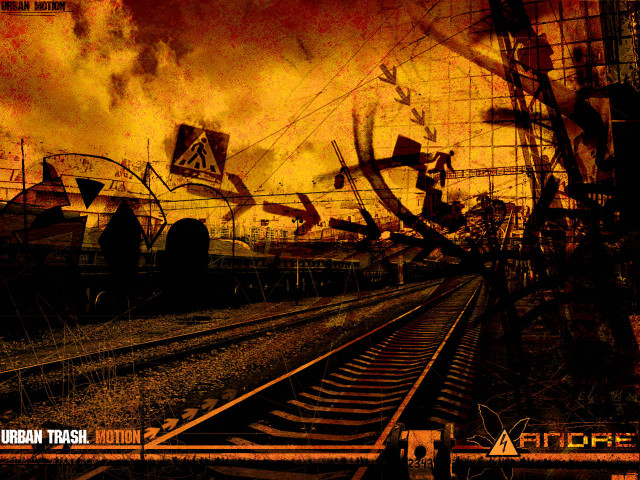 Traintrack redsky yellowsky cityscape sunset free wallpaper - medium preview image