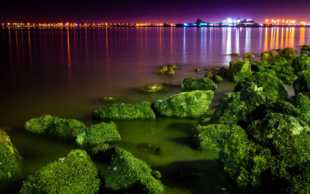 Mystical water rocks city forest free wallpaper - medium preview image