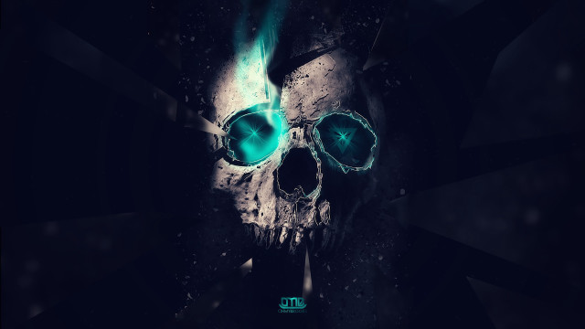 Skull glasses blue light night free wallpaper - medium preview image