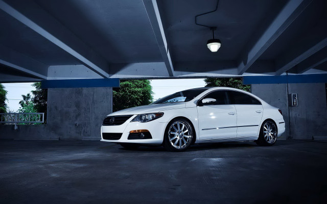 White car parking garage rim free wallpaper - medium preview image