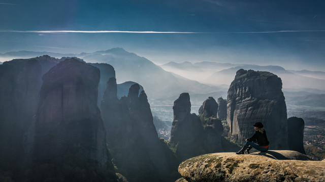 Mountain valley cliff rock sky free wallpaper - medium preview image