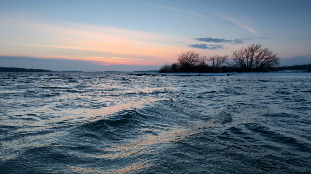Sunset hudson river island impressionist free wallpaper - medium preview image