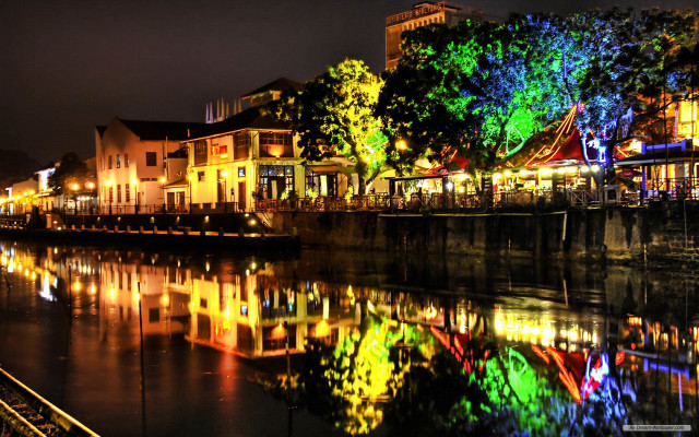 River buildings night lights reflection #2 free wallpaper - medium preview image