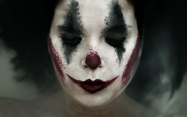 Creepy clown black hair red free wallpaper - medium preview image