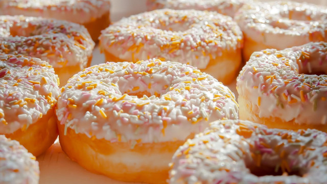 Doughnuts sprinkles bite hyperrealistic render free wallpaper - medium preview image
