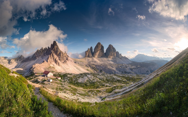 Mountain range house clouds forest free wallpaper - medium preview image