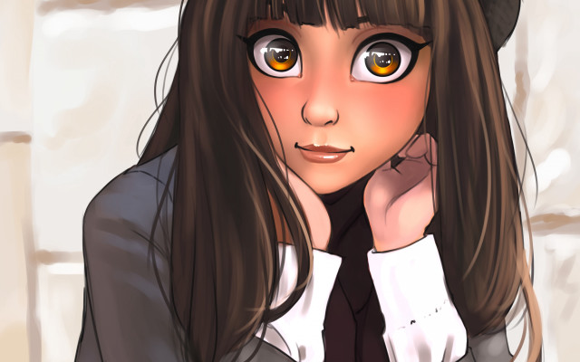 Serious girl hat longhair anime free wallpaper - medium preview image