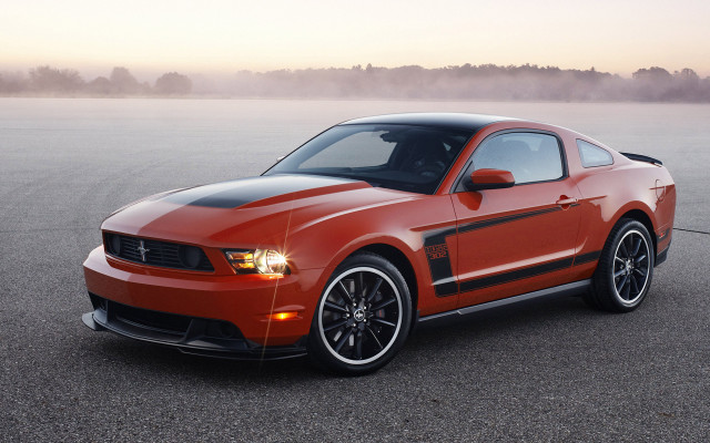 Red mustang parking lot fog #2 free wallpaper - medium preview image
