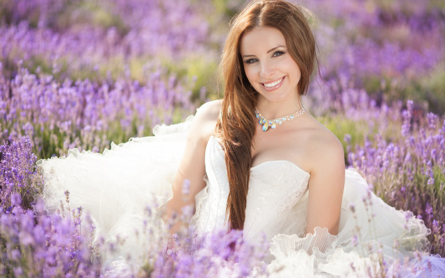 Lavender field woman white dress #3 free wallpaper - medium preview image