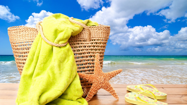 Towel starfish flipflops ocean deck free wallpaper - medium preview image