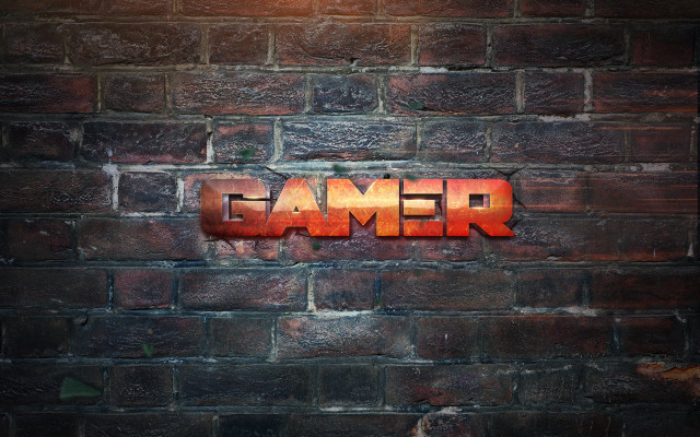 Brick wall gamer sign 3d free wallpaper - medium preview image