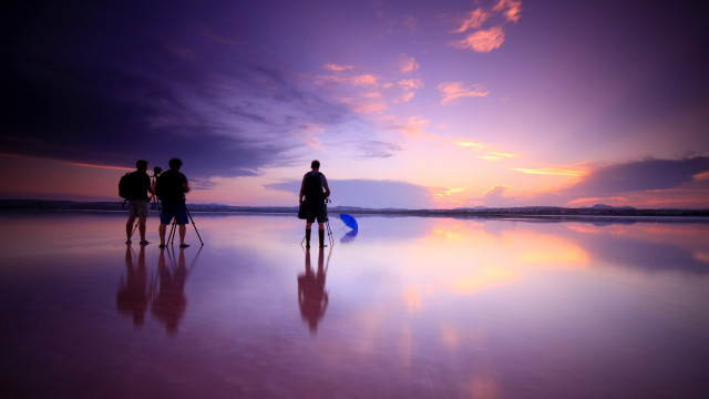 Beach sunset surfboard purple sky free wallpaper - medium preview image