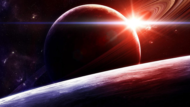 Space planet star horizon light free wallpaper - medium preview image