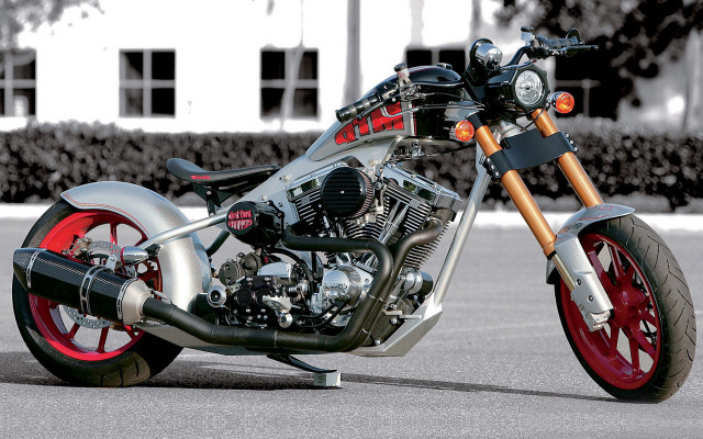 Motorcycle clock building chrome EdRoth free wallpaper - medium preview image