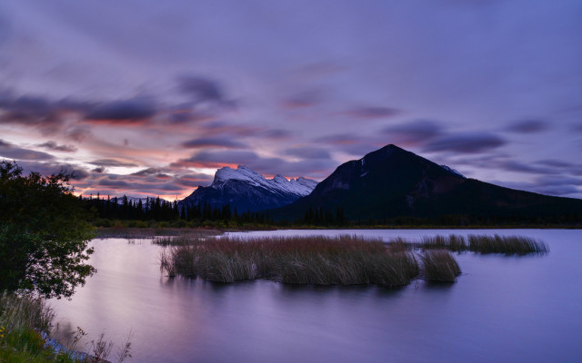 Mountain lake sunset forest sky free wallpaper - medium preview image