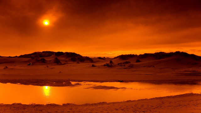 Sunset mountain water clouds red free wallpaper - medium preview image