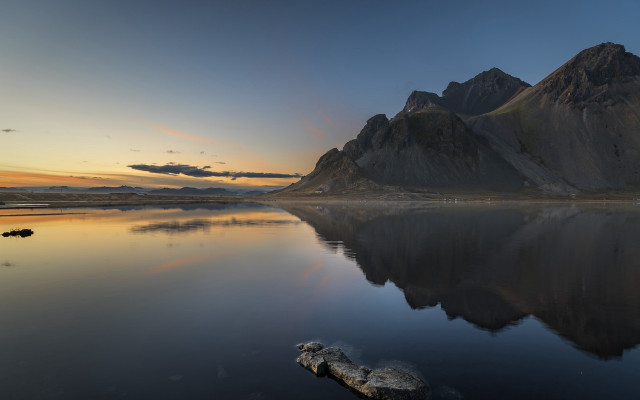 Mountain reflection lake sunset rock free wallpaper - medium preview image