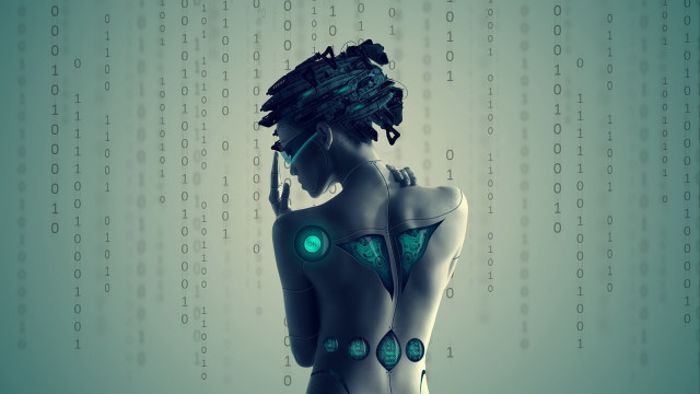 Woman headpiece digital background cyberpunk free wallpaper - medium preview image