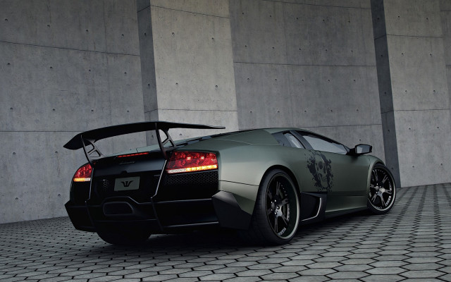 Green sports car front open free wallpaper - medium preview image