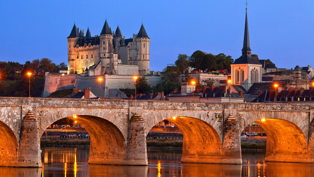 Castle bridge night lights autumn free wallpaper - medium preview image