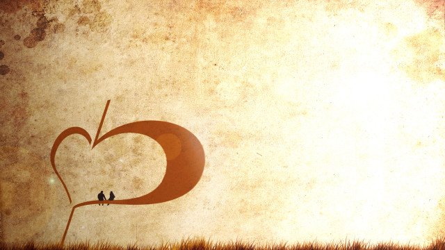 Birds heart branch grass sky free wallpaper - medium preview image