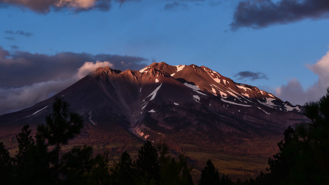 Mountain snow capped trees sunset free wallpaper - medium preview image
