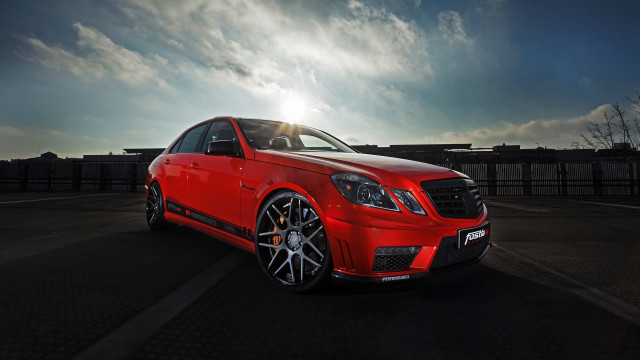 Red car sunlight clouds rimlighting free wallpaper - medium preview image