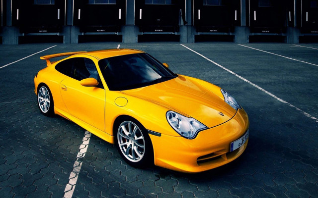 Yellow sports car parking lot #24 free wallpaper - medium preview image