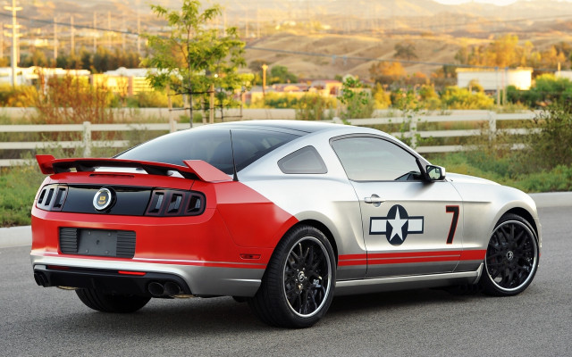Mustang red silver mountain road free wallpaper - medium preview image