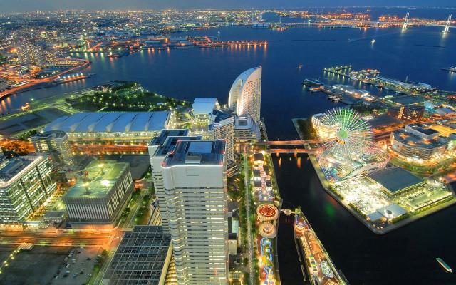 City night ferris wheel bridge free wallpaper - medium preview image