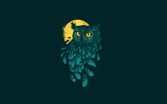 Owl moon green background pop free wallpaper - medium preview image