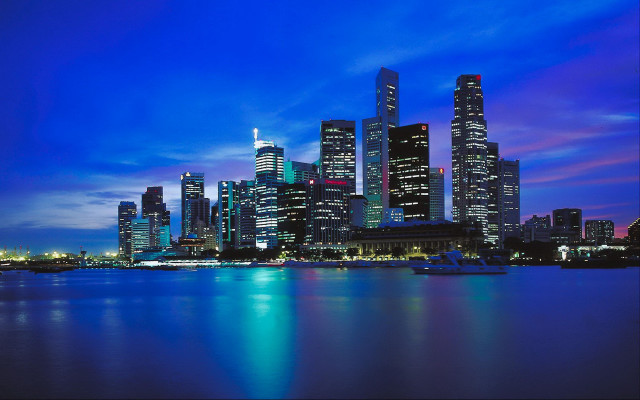City skyline night boat water #11 free wallpaper - medium preview image