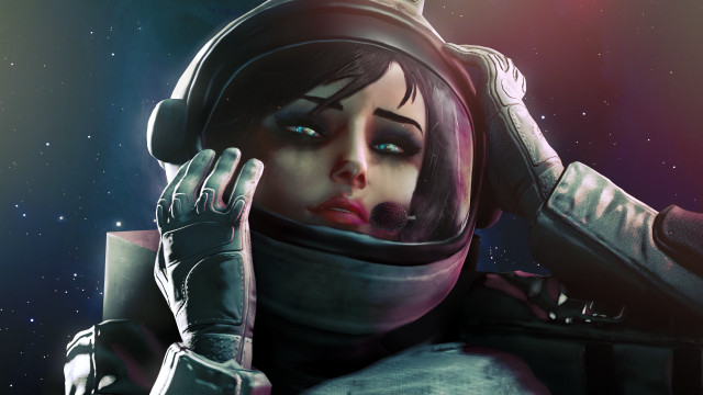 Space astronaut armor blue eyes free wallpaper - medium preview image