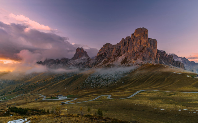 Mountain winding road cloudy sky free wallpaper - medium preview image