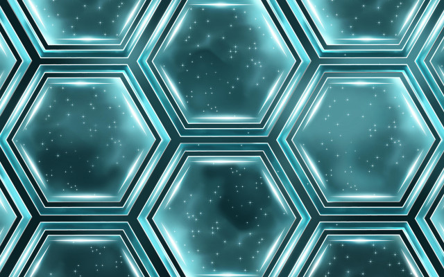 Hexagonal stars blue glow abstract free wallpaper - medium preview image