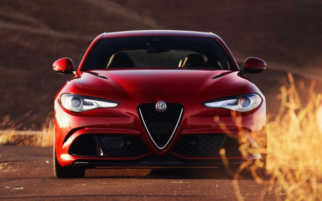 Red alfa coupe driving grass free wallpaper - medium preview image