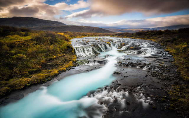 River flowing green forest cloudy free wallpaper - medium preview image