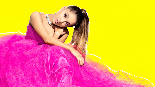 Woman pink dress yellow background free wallpaper - medium preview image
