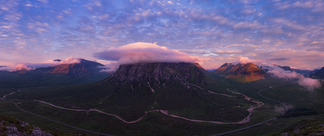 Mountain road clouds river sunset free wallpaper - medium preview image