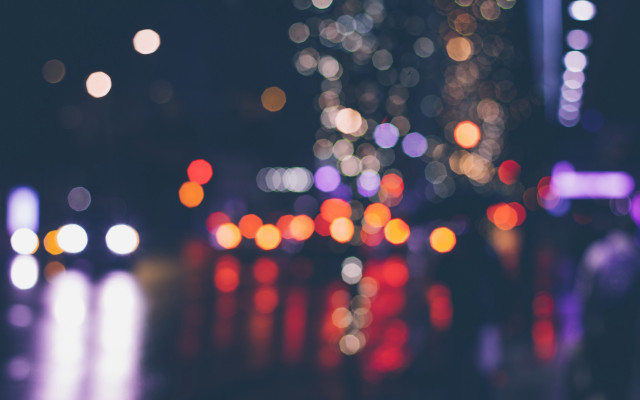 Blurry city street night bokeh free wallpaper - medium preview image