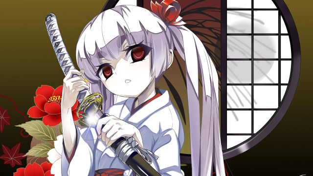 Anime girl white hair microphone free wallpaper - medium preview image