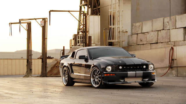 Black mustang gas pump building free wallpaper - medium preview image