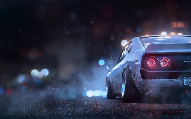 Car night lights bokeh 3d free wallpaper - medium preview image